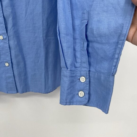 J.Crew Women's Size L Blue Linen Blend Button Up Long Sleeve Shirt NWT AL522 - Picture 7 of 10